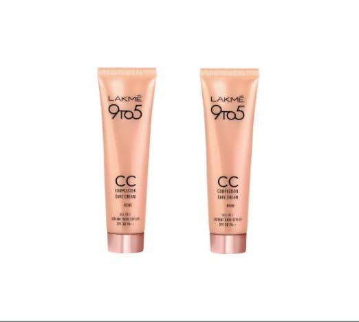 LAK.Me 9 To 5 CC Cream, 01 - Beige, Light Face Makeup With Natural Coverage, SPF 30 - Tinted Moisturizer To Brighten Skin, Conceal Dark Spots, 30g pack of 2