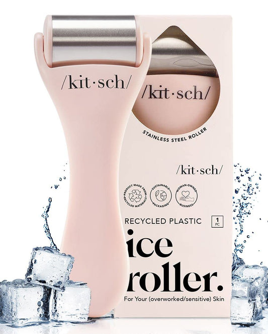 Kitsch Stainless Steel Ice Roller for Face - Skin Care Essential | Holiday Gift | Soothing Ice Roller for Skin Irritation | Facial Roller for Sensitive Skin & Eye Puffiness Relief - Pink