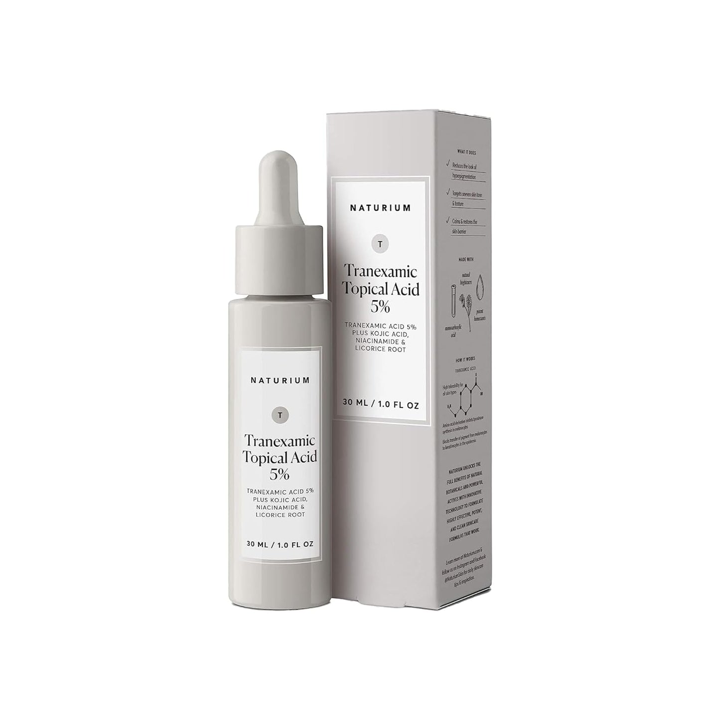 Naturium Tranexamic Topical Acid 5%, Face & Skin Care Discoloration Treatment, with Kojic Acid, Niacinamide & Licorice Root, 1 oz