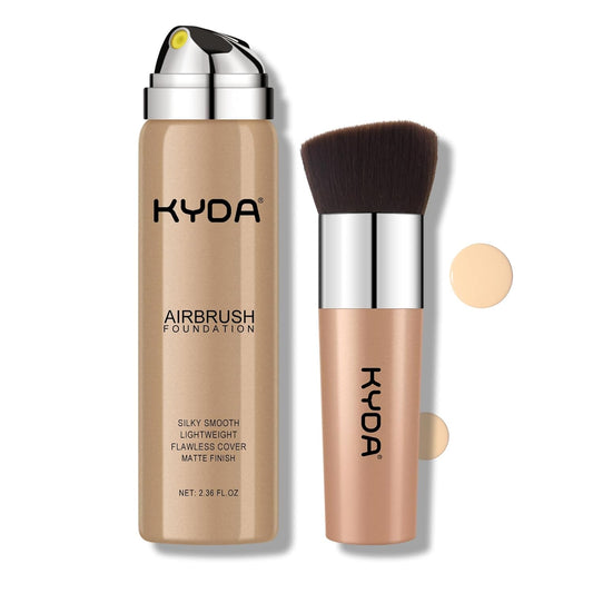 KYDA AirBrush Foundation Spray, Silky Mist Makeup, Flawless Coverage for Smooth Creamy Nude Finish, Moisturizing Makeup Primer by Ownest Beauty-#128 Warm Beige, 2.36 Ounce, 1 Pack