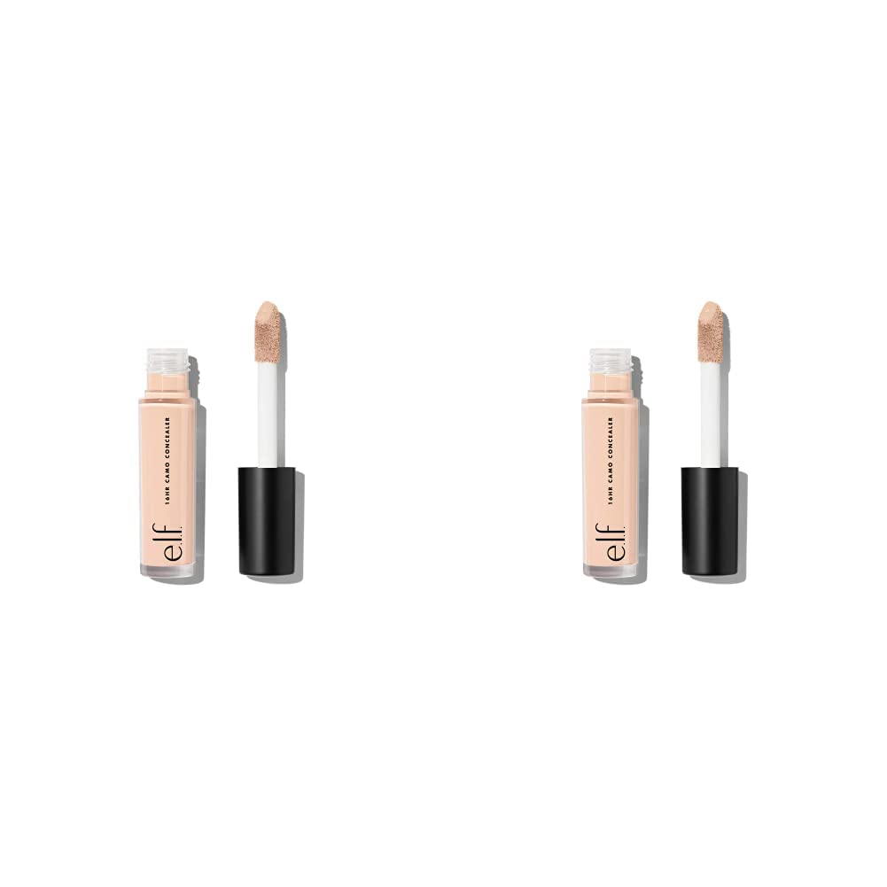 e.l.f. 16HR Camo Concealer, Full Coverage, Highly Pigmented Concealer With Matte Finish, Crease-proof, Vegan & Cruelty-Free, Light Beige, 0.203 Fl Oz (Pack of 2)