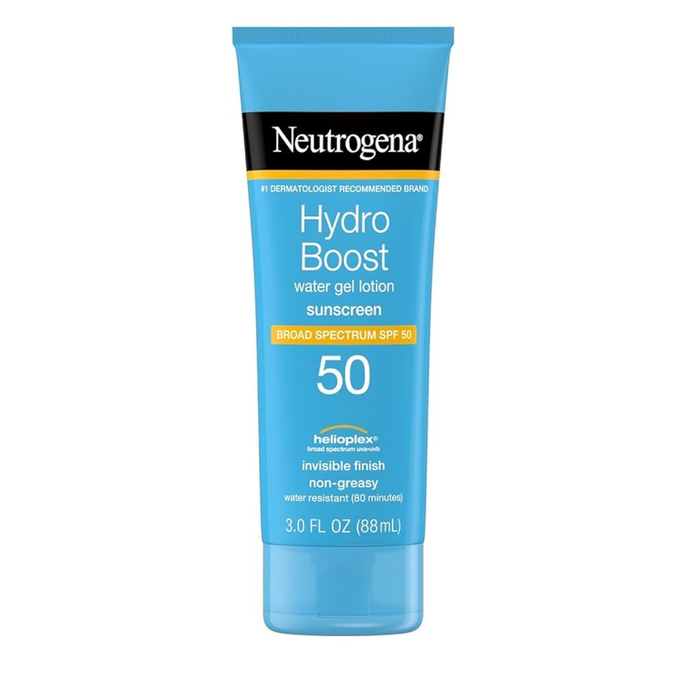 Neutrogena Hydro Boost Moisturizing Water Gel Sunscreen Lotion with Broad Spectrum SPF 50, Water-Resistant & Non-Greasy Hydrating Sunscreen Lotion, Oil-Free, 3 fl. oz