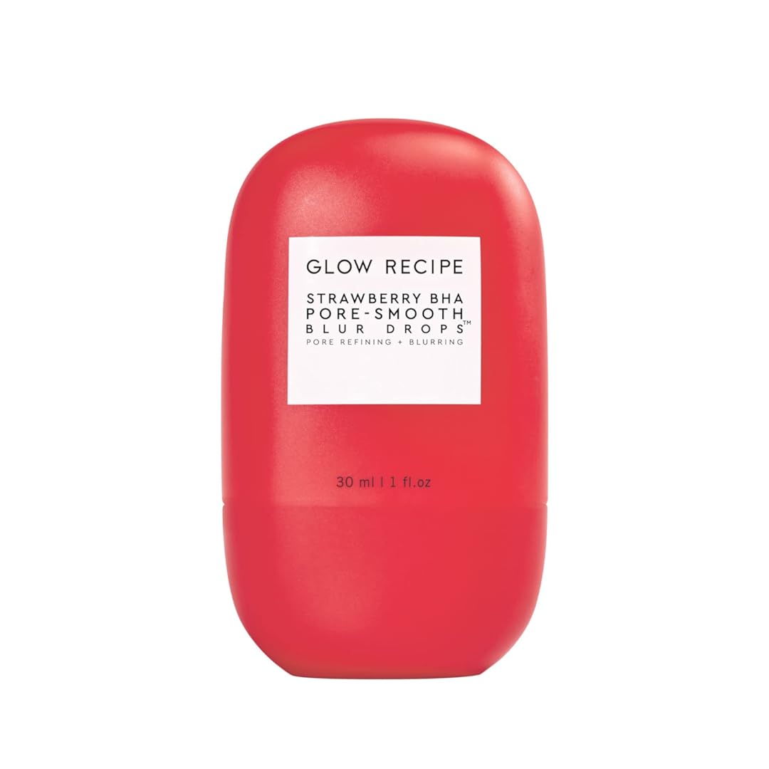 Glow Recipe Strawberry BHA Pore-Smooth Blur Drops - Silicone-Free, Oil-Free - BHA Primer Face Makeup Pore Minimizer - Antioxidant Face Serum for Women - Pore Reducer for Hydrating, Glowing Skin (30ml)