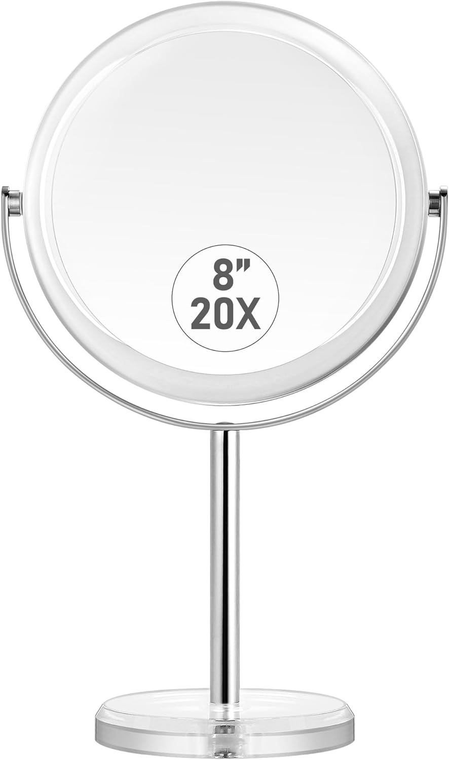 MIYADIVA 20X Magnifying Makeup Mirror,Double Sided 1X & 20X Magnifying Mirror with Stand,Tabletop Magnified Vanity Mirror with 360¡Rotation for Bathroom or Bedroom 8 Inch
