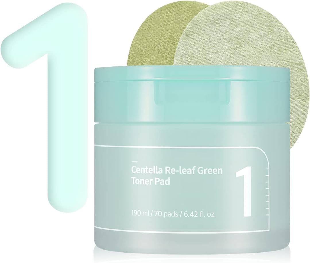 numbuzin No.1 Centella Re-Leaf Green Toner Pad | Vegan Pad, Double-Sided, Herb extracts, Calming, 70 Pads, 6.42 fl.oz