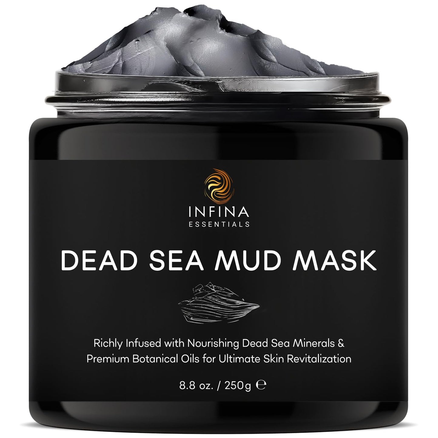 INFINA ESSENTIALS Dead Sea Mud Mask for Face & Body - Premium Natural Skin Care for Men & Women - Pore Reducer Mud Mask for Blackhead & Acne - Revitalizing & Hydrating - 8.8 oz