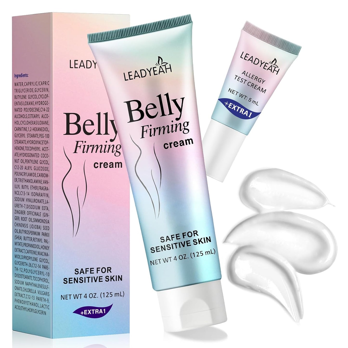 Leadyeah B Flat Belly Firming Cream - Moisturizing, Firming for Stomach, Thighs and Butt, Body Lotion for Women and Men, 125+5ML
