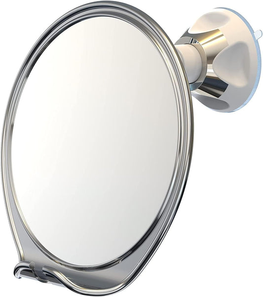 Luxo Shower Mirror, Shaving Mirror with a Razor Holder for Shower and Powerful Suction Cup - Shatterproof Shower Mirror fogless for Shaving, Fogless Mirror for Shower (Chrome)