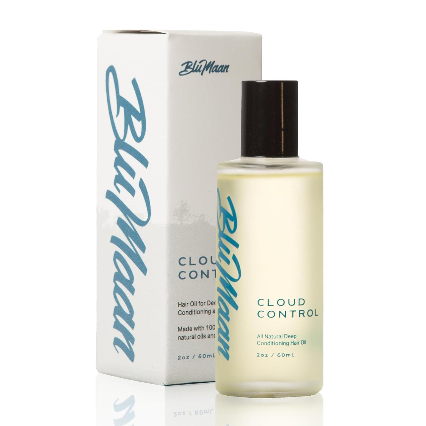 BluMaan Cloud Control Hair Oil - Designed for Dry, Frizzy, Straight, or Curly Hair - 100% Natural Men's Hair Strengthening Oil - 59 ml / 2.0 oz