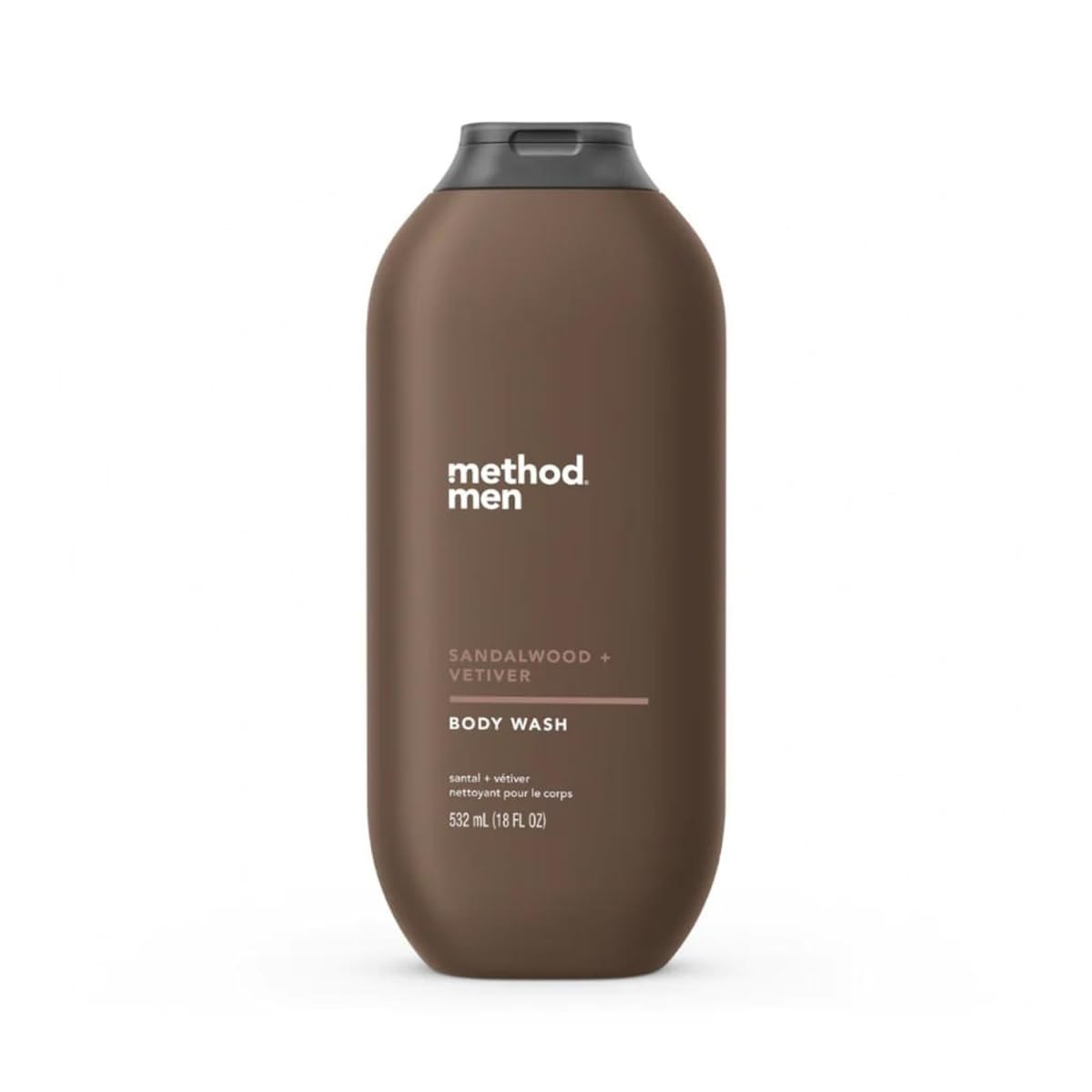 Method Men Body Wash, Sandalwood + Vetiver, Paraben and Phthalate Free, 18 fl oz (Pack of 1)