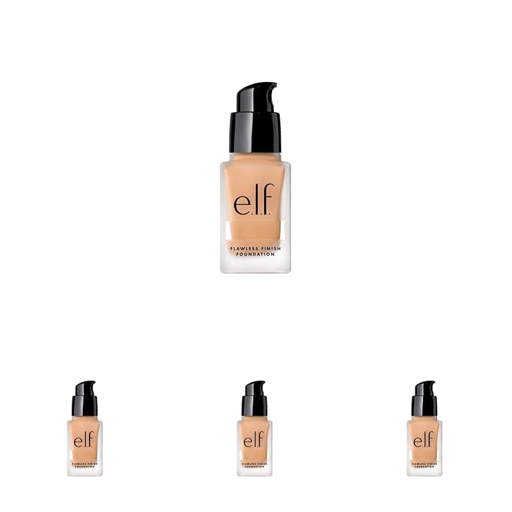 e.l.f. Flawless Finish Foundation | Lightweight, Medium Coverage & Semi-Matte | Nude | 0.68 Fl Oz (20mL) (Packaging may vary) (Pack of 4)