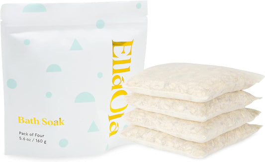 EllaOla Organic Bath Soak for Babies & Kids - Baby Bath Tea Soaks Made with Oatmeal, Prebiotics to Relieve Dry, Itchy, Eczema Prone Skin While Gently Cleansing, Fragrance Free I 4 Bath Tea Soaks