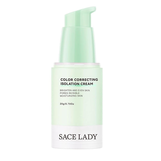 SACE LADY Color Correcting Primer, Face Pore Filler Isolation Cream, Brightening Skin Tone & Adjusting Redness, Oil Control Moisturizing Corrector Base Primer Makeup, 0.7Oz (GREEN-1pc)