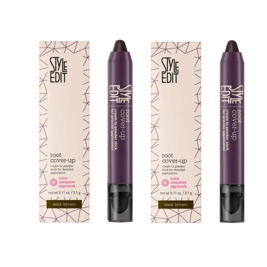 Style Edit Root Touch Up Stick for Dark Brown Hair, Root Concealer for Gray Hair Coverage, Temporary Hair Color, Premium Hair Shading Sponge Pen, Hair Makeup Root Cover Up, 0.11 oz Stick 2 Pack