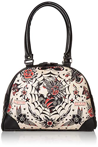 Liquorbrand Liquor Brand Gypsy Queen Flash Tattoo Art Bowling Bag Purse Handbag, Beige, Small