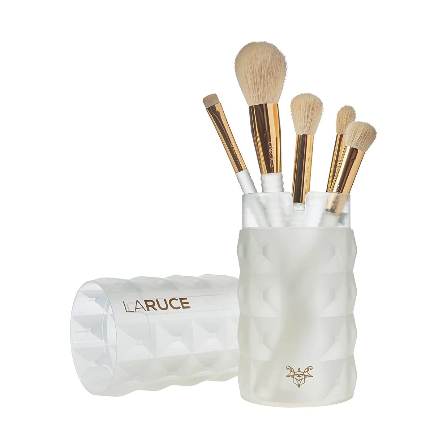 Laruce Tami Professional Makeup Brush Set 5pcs - Premium Cosmetic Brushes Gift Box for Blush & Bronzers, Concealers, Cream Eyeshadows, Blending (Clear)