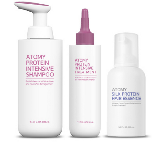 Atomy Protein Hair Repair Set Shampoo Treatment Silk Essence Powerful 3pcs NEW