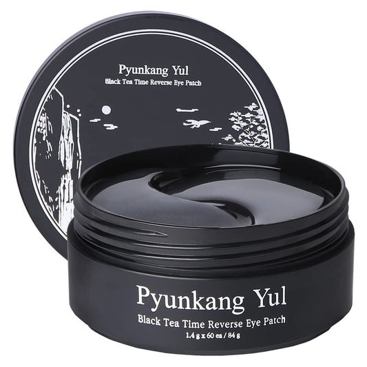Pyunkang Yul Black Tea Time Reverse Eye Patch - Reduce Puffy Eyes, Fine Lines, Under Eye Bags, Face Moisturizer, Revitalizer | Korean Gel Pads with Low-Molecular Collagen, Peptide, 1.4g X 60ea