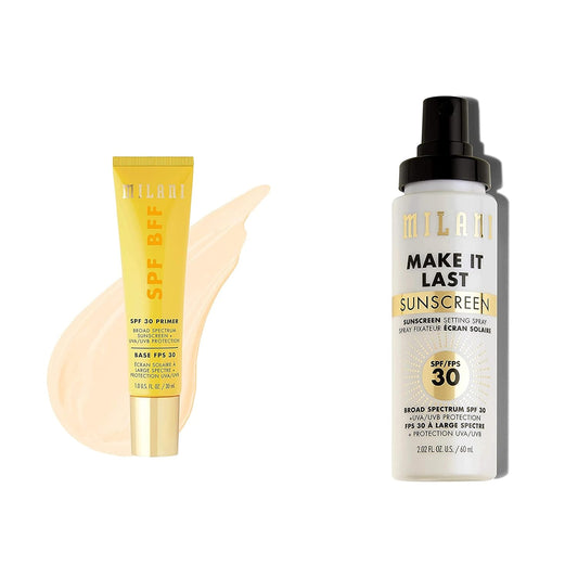 Milani Make It Last Sunscreen Setting Spray with SPF30 - Makeup Primer and Setting Spray with Sunscreen, Long Lasting Makeup Finishing Spray & Milani SPF BFF Primer for Makeup with Sunscreen SPF30