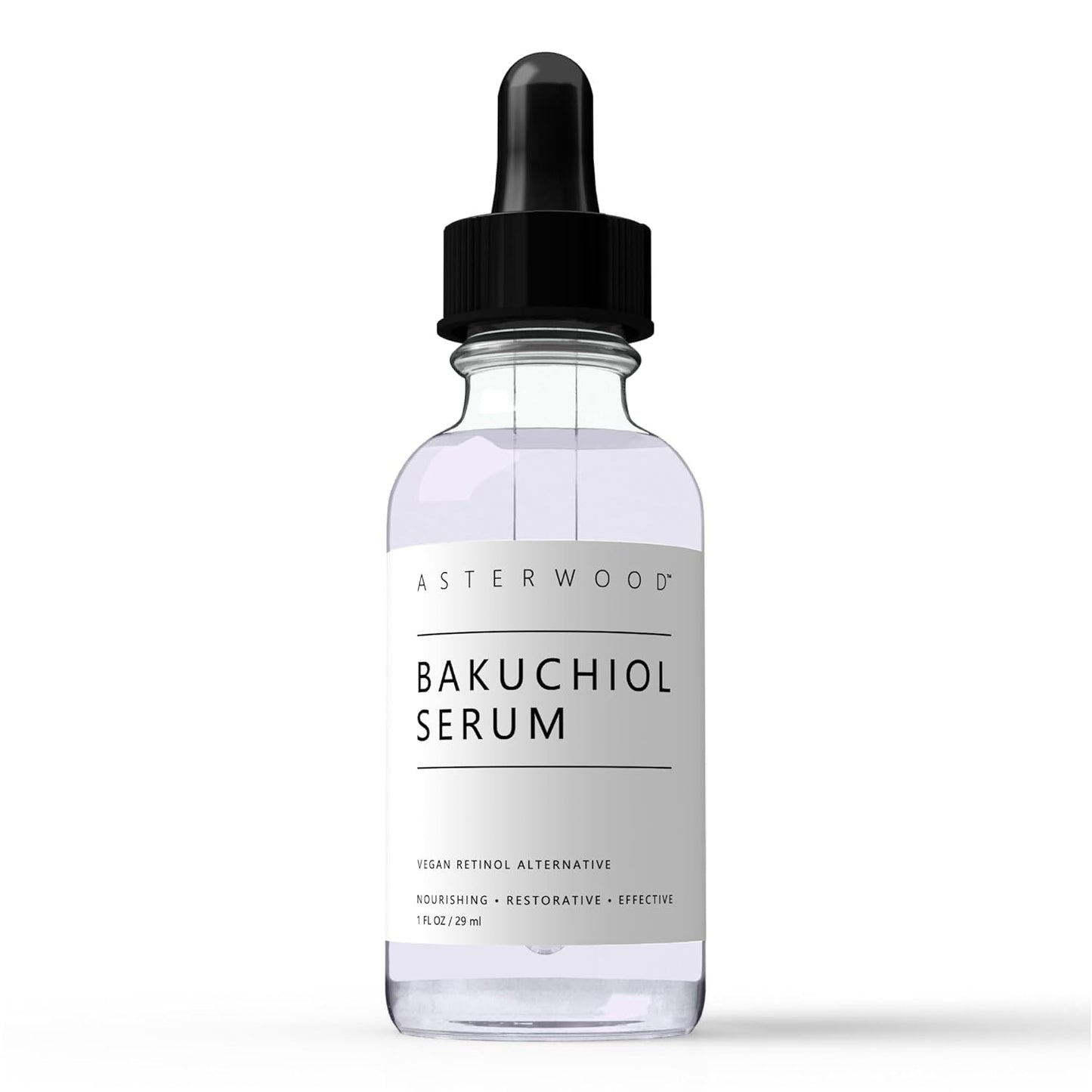 ASTERWOOD Bakuchiol Serum for Face; Retinol Alternative, Hydrating Facial Skin Care Product, Plumping Anti-Aging Face Serum, Anti-Wrinkle Serum 29ml/1 oz