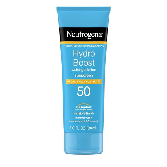 Neutrogena Hydro Boost Moisturizing Water Gel Sunscreen Lotion with Broad Spectrum SPF 50, Water-Resistant & Non-Greasy Hydrating Sunscreen Lotion, Oil-Free, 3 fl. oz