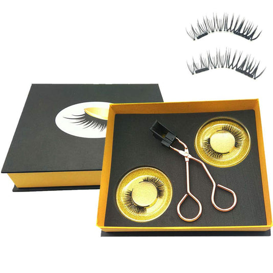 Magnetic Eyelashes Applicator Tool Kit,Glue-free Magnetic Eyelash Clip,Eyelashes Short Set with 2 Pairs Magnetic False Eyelashes,Magnetic Eyelashes No Eyeliner(NATURAL STYLE)