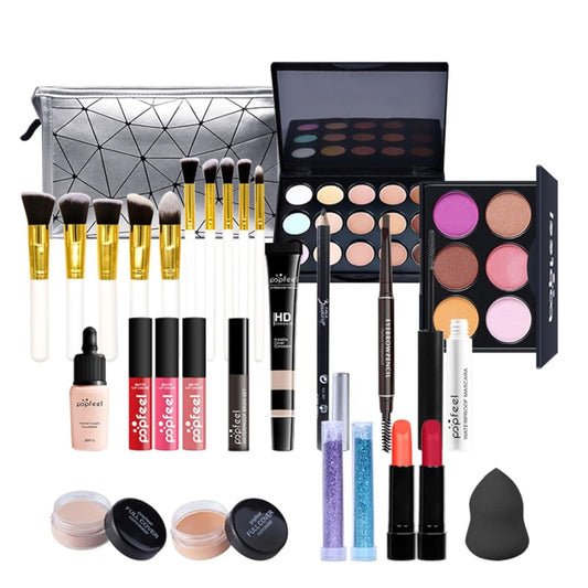 FantasyDay All-in-one Makeup Set Holiday Gift | Full Makeup Kit for Women Essential Starter Bundle Include Eyeshadow Palette Lipstick Blush Cream Concealer Face Powder Eyeliner Mascara Lipgloss Brush