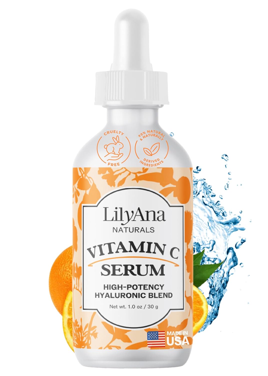 LilyAna Naturals Vitamin C Serum for Face - Face Serum with Hyaluronic Acid and Vitamin E, Anti Aging Serum, Reduces Age Spots and Sun Damage, Promotes Collagen and Elastin (1oz)