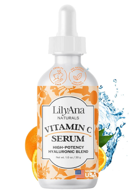 LilyAna Naturals Vitamin C Serum for Face - Face Serum with Hyaluronic Acid and Vitamin E, Anti Aging Serum, Reduces Age Spots and Sun Damage, Promotes Collagen and Elastin (1oz)
