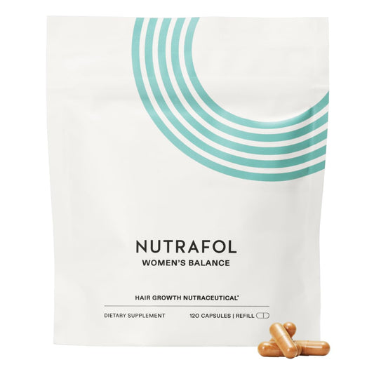 Nutrafol Women's Balance Hair Growth Supplements, Ages 45 and Up, Clinically Proven Hair Supplement for Visibly Thicker Hair and Scalp Coverage, Dermatologist Recommended - 1 Month Supply Refill Pouch