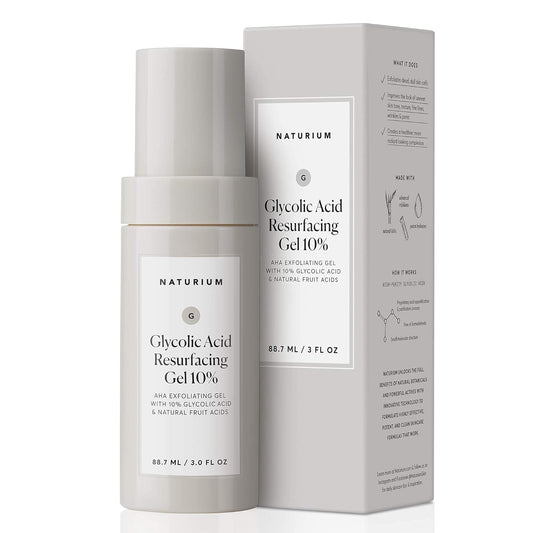Naturium Glycolic Acid Resurfacing Gel 10%, AHA Exfoliating Gel with Natural Fruit Acids, 3.3 oz