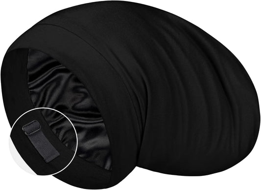 LULUSILK 100% Mulberry Silk Lined Sleep Cap, Silk Bonnet Hair Wrap for Sleeping