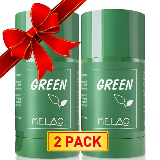 SHUIKU Green Clay Facial Mask Stick (2pcs) Blackhead Remover for Face with Green Tea Extract for Deep Pore Cleansing, Moisturizing, and Radiant Skin - Suitable for All Skin Types