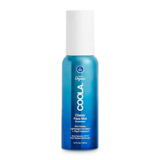 COOLA Organic Sunscreen SPF 50 Sunblock Face Mist, Dermatologist Tested Skin Care for Daily Protection, Vegan and Gluten Free, Natural Fragrance, 3.4 Fl Oz