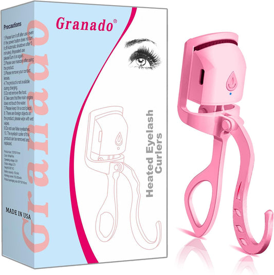 Heated Eyelash Curlers Elevate Your Lash, Rapid Heat-up, USB Rechargeable, Temperature Control, Long-Lasting Curls, and Safe Pink Design