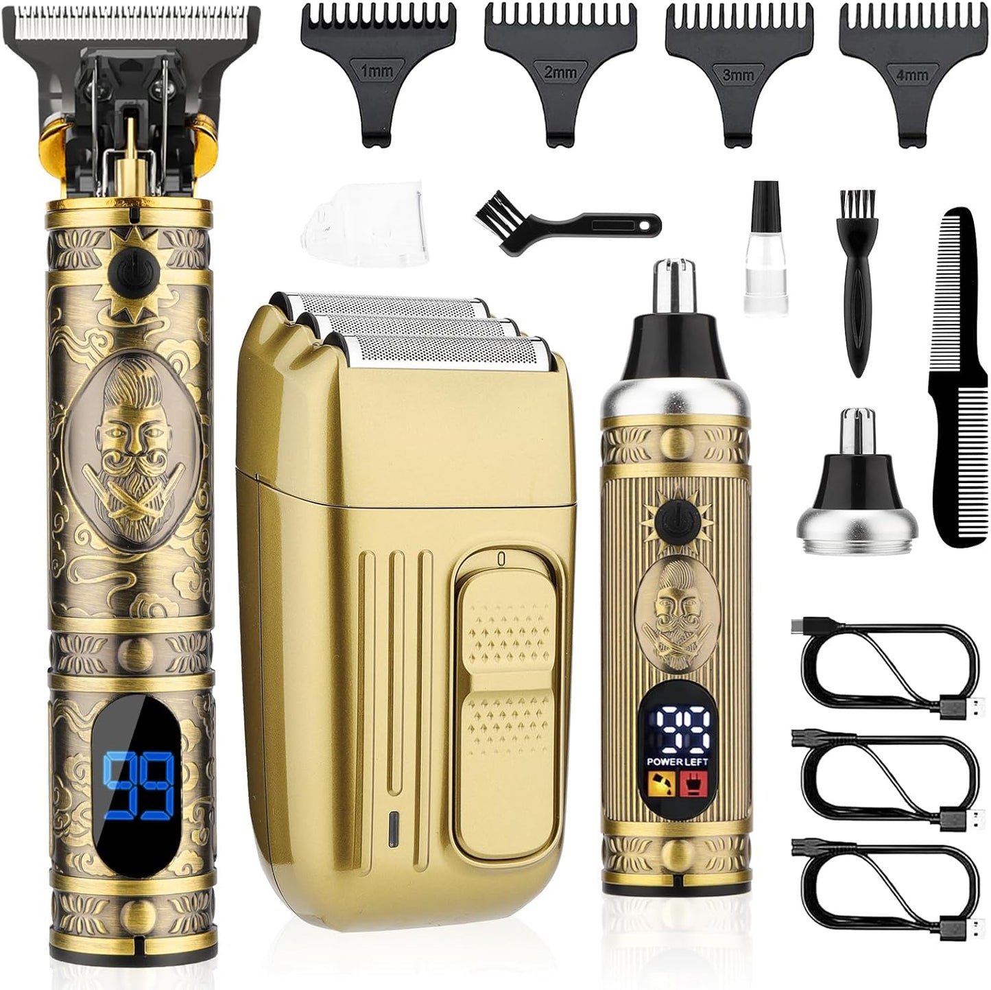 Saoilli Professional Hair Trimmer for Men,Hair Clippers for Men Nose Hair Trimmer Shaver Set,Cordless Barber Clippers,T-Blade Beard Trimmer Electric Shaver Razor for Men Haircutting Grooming Kit