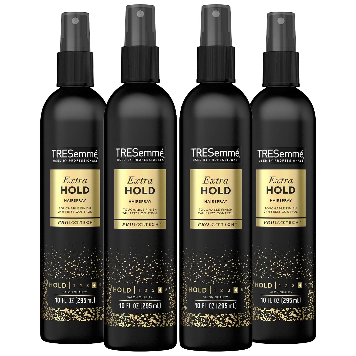 TRESemmŽ Tres Two Spray with Extra Hold Non-Aerosol Hairspray, 10 oz, Extra-Firm Control, Strong Hold with Touchable Feel, Humidity Resistant, Frizz Control, Pack of 4 Pump Bottles