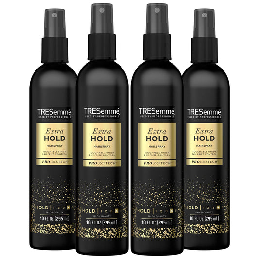 TRESemmŽ Tres Two Spray with Extra Hold Non-Aerosol Hairspray, 10 oz, Extra-Firm Control, Strong Hold with Touchable Feel, Humidity Resistant, Frizz Control, Pack of 4 Pump Bottles