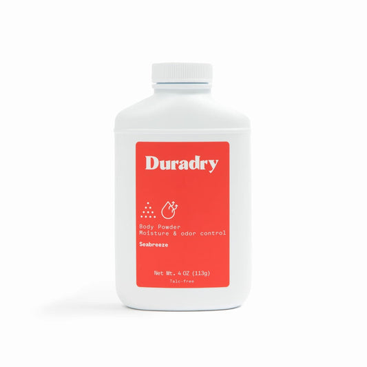Duradry Body Powder - Sweat Defense & Odor Control, Sweat Absorbing, Anti-Chaffing, All Natural Powder, Talc-Free, Prevents and Eliminates Any Body Odor Naturally - Seabreeze, 4oz