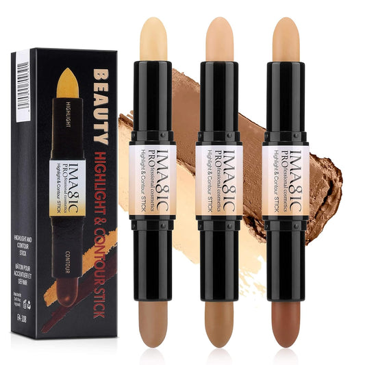 DELISOUL 6 Colors Highlight and Contour Stick,Dual-Ended Full Coverage Wonder Stick,Color Corrector Concealer Stick,Contouring Highlighting Foundation,Shadow Cream Pen Body Shading Makeup Stick Set