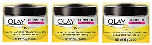 Olay Face Moisturizer Complete All Day UV Moisture Cream with Sunscreen SPF 15, Normal Skin, 2 Ounce (Pack of 3)