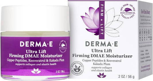 DERMA-E Firming DMAE Moisturizer - Copper Peptides, Resveratrol & Kakadu Plum - Supports Collagen and Elastin HealthÐ Vegan Facial Skin Care, 2oz