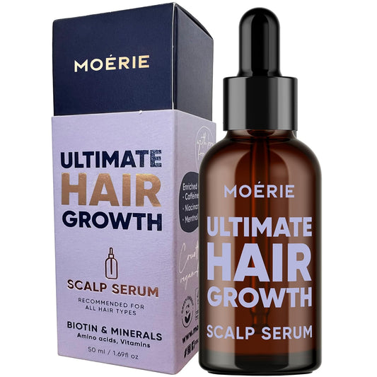 MOERIE Ultimate Hair Growth Serum for Natural Hair Regrowth & Thickening - Anti Thinning & Hair Loss Treatment for Women - Rapid Hair Growth Products - Scalp Oil Alternative - 1.69 fl oz / 50 ml
