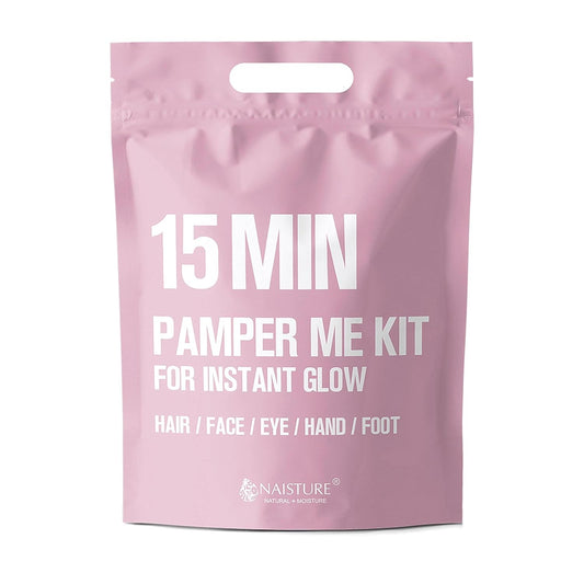 NAISTURE 15 MIN PAMPER ME KIT FOR INSTANT GLOW- Hair Mask, Face Mask, Eye Mask, Hand Mask, Foot Mask Set for Skincare & Beauty Special Home Spa Skin Care Treatment (7 Packs)