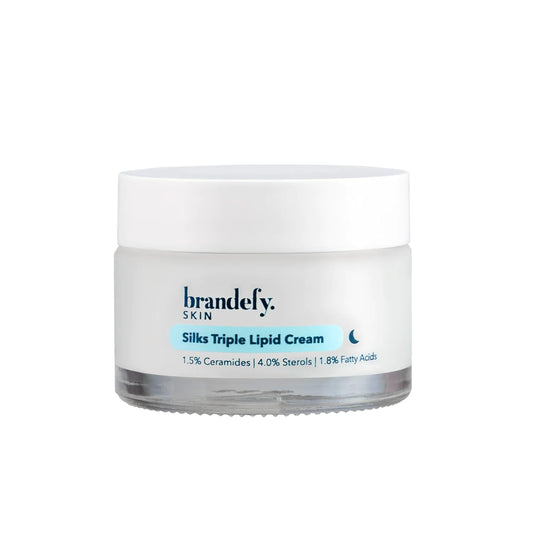 Brandefy Silks Triple Lipid Peptide Cream Ð Restore + Protect Skin Barrier Repair Cream with 1.5% Ceramides, 4.0% Sterols, 1.8% Fatty Acids, US Made, 1.6oz
