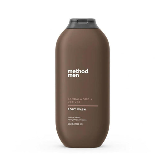 Method Men Body Wash, Sandalwood + Vetiver, Paraben and Phthalate Free, 18 fl oz (Pack of 1)