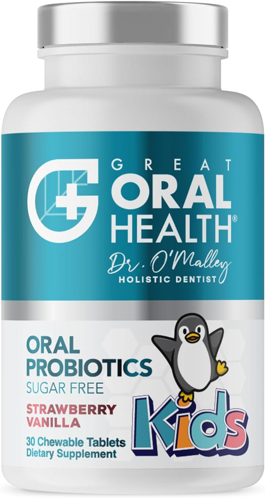 Childrens Oral Probiotics Ð Oral Care Probiotic for Kids Cavity Prevention & Bad Breath Treatment Supplement w/BLIS K12 M18 Mouth & Gum Health Dentist Formulated 30 Lozenge Strawberry ÐeBook Included
