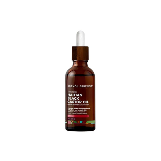 Kreyol Essence - Original Haitian Black Castor Oil, 2 Oz Glass Bottle - Hair growth, Thicker Brows & Longer Eyelashes, Paraben Free, Natural Ingredients