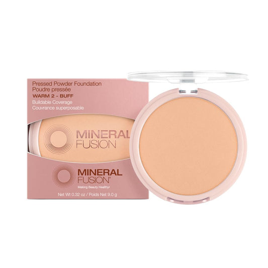 Mineral Fusion Pressed Powder Foundation, Natural Age Defying Makeup, Buildable Coverage for Silky Smooth Flawless Skin,Talc Free, Hypoallergenic (Warm) 2,9 g