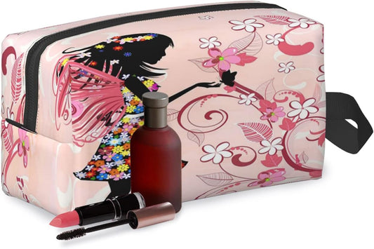 IMPCOKRU Large Makeup Bags for Women Waterproof Cosmetic Bag,forest Butterfly Elf,Double Side Priting Makeup Bag Zipper Toiletry Bag for Women and Girls